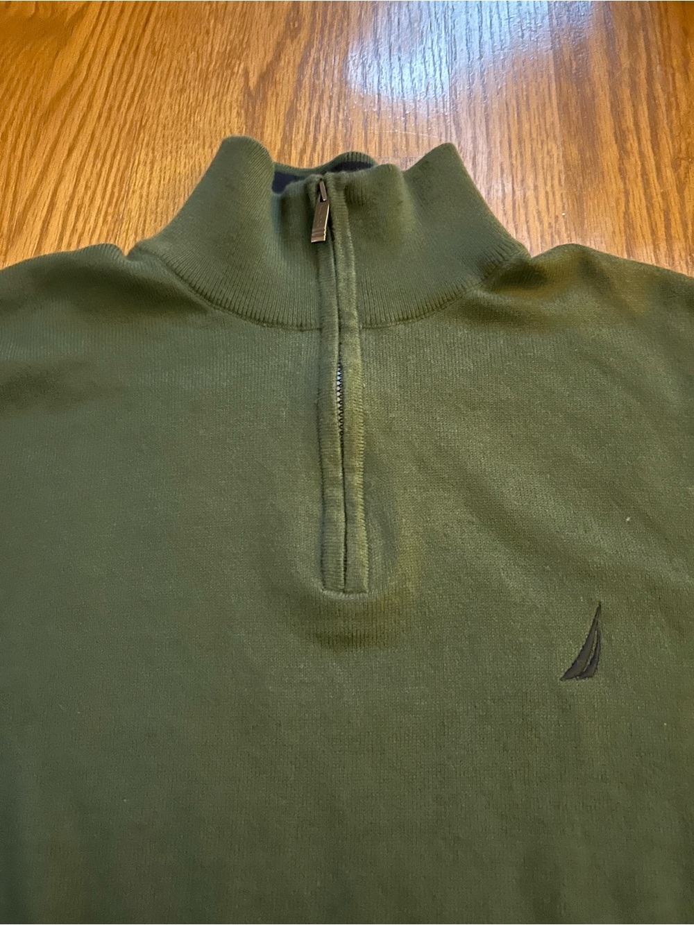 Nautica Olive Green Quarter Zip-Up Sweater